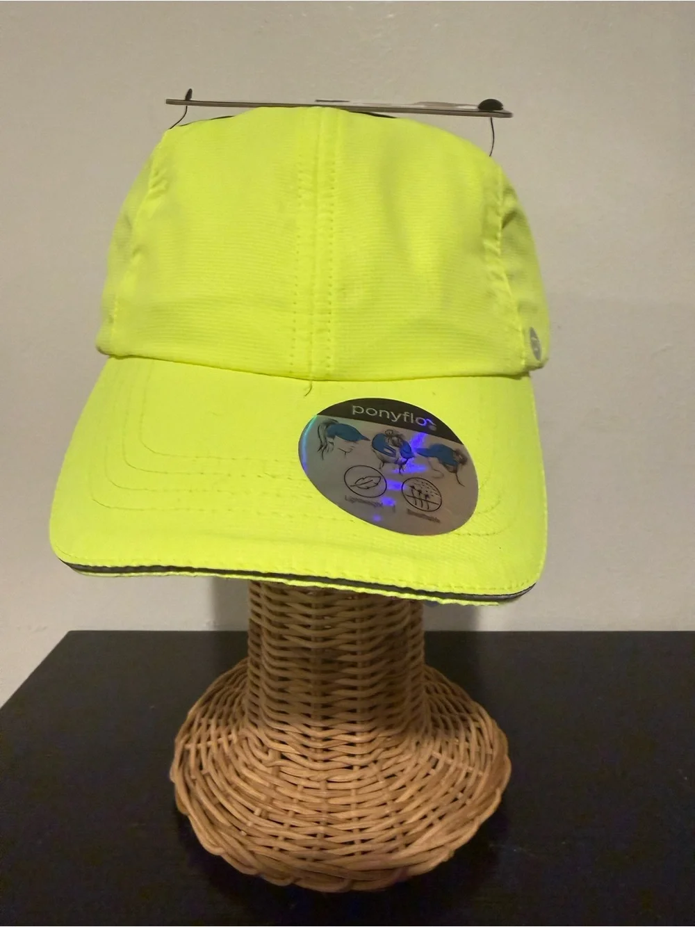 Pony Reflective Neon Yellow Cap with Ponytail Slot